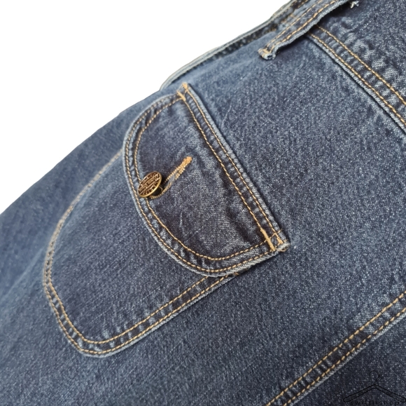 VINTAGE Size M DIAN YUN 100% Cotton Denim Blue Overall Mini Dress - Picture 6 of 10